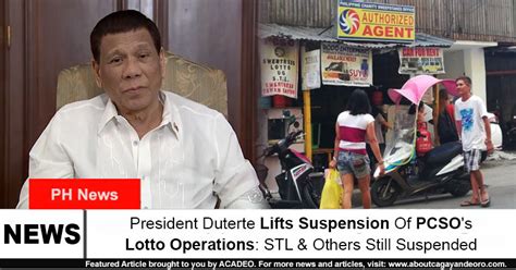 PCSO: Duterte lifts suspension on STL, sets condition for .